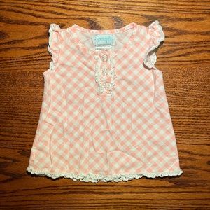 Serendipity by shrimp and grits pink gingham top 12-18 month EUC